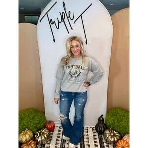 NEW COSTA THREADS football social sweatshirt in grey